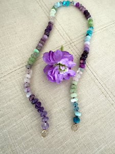 Lilac water lily gemstone necklace