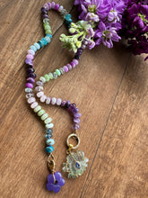 Load image into Gallery viewer, Lilac water lily gemstone necklace
