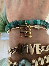 Load image into Gallery viewer, Gold plated Ahava (Love)emerald gemstone bracelet
