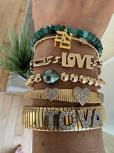 Load image into Gallery viewer, Gold plated Ahava (Love)emerald gemstone bracelet