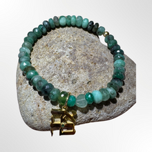 Load image into Gallery viewer, Gold plated Ahava (Love)emerald gemstone bracelet