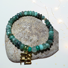 Load image into Gallery viewer, Gold plated Ahava (Love)emerald gemstone bracelet