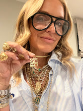 Load image into Gallery viewer, AHAVA 10k yellow gold Big pendant with Emerald