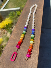 Load image into Gallery viewer, Pearl semi gemstone rainbow necklace