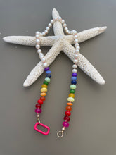 Load image into Gallery viewer, Pearl semi gemstone rainbow necklace