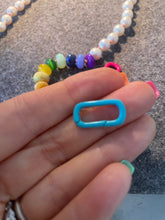 Load image into Gallery viewer, Pearl semi gemstone rainbow necklace