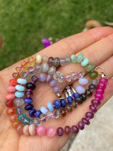Load image into Gallery viewer, 14 Kt dainty gemstone rainbow necklace