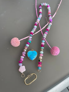 Cotton candy swirl gemstone necklace