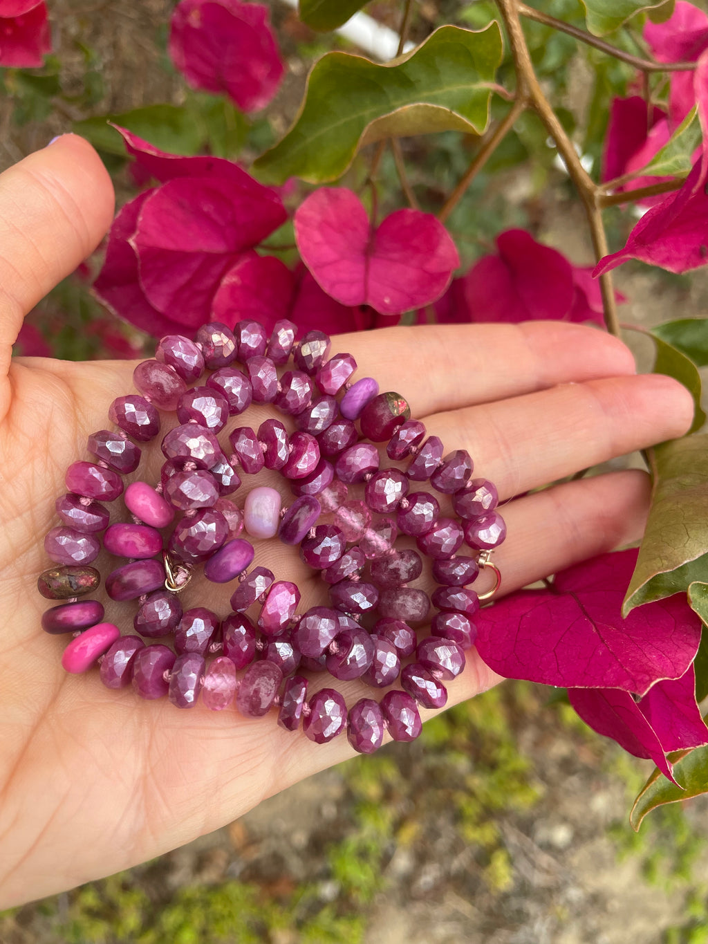 Red velvet gemstone necklace