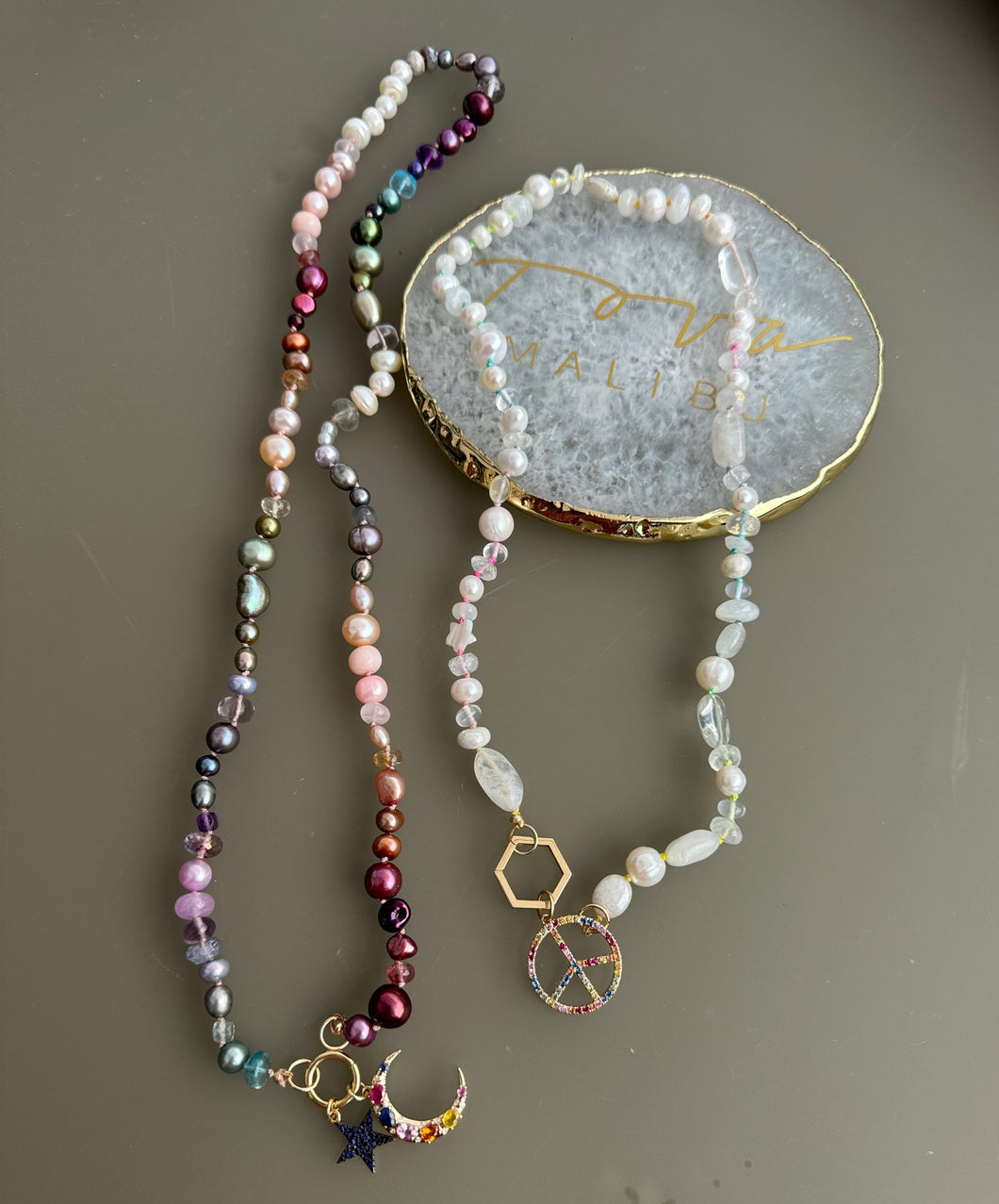 “MIXY” ombre pearl gemstone necklace