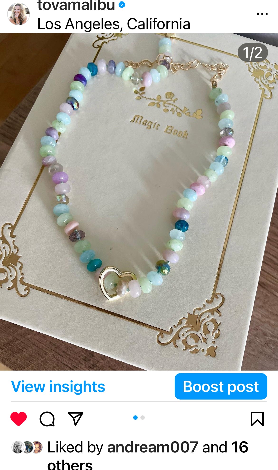 A unicorns heart gemstone necklace
