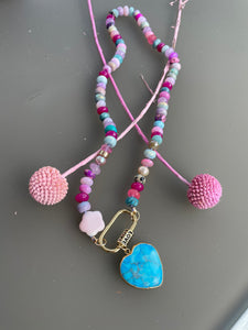 Cotton candy swirl gemstone necklace