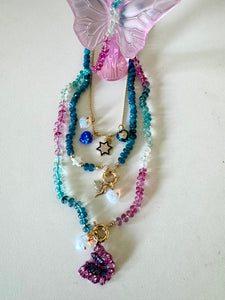 Pastel water drops gemstone necklace