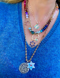 Gemstone Jewish star pendants