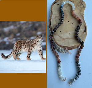 Snow Leopard gemstone necklace