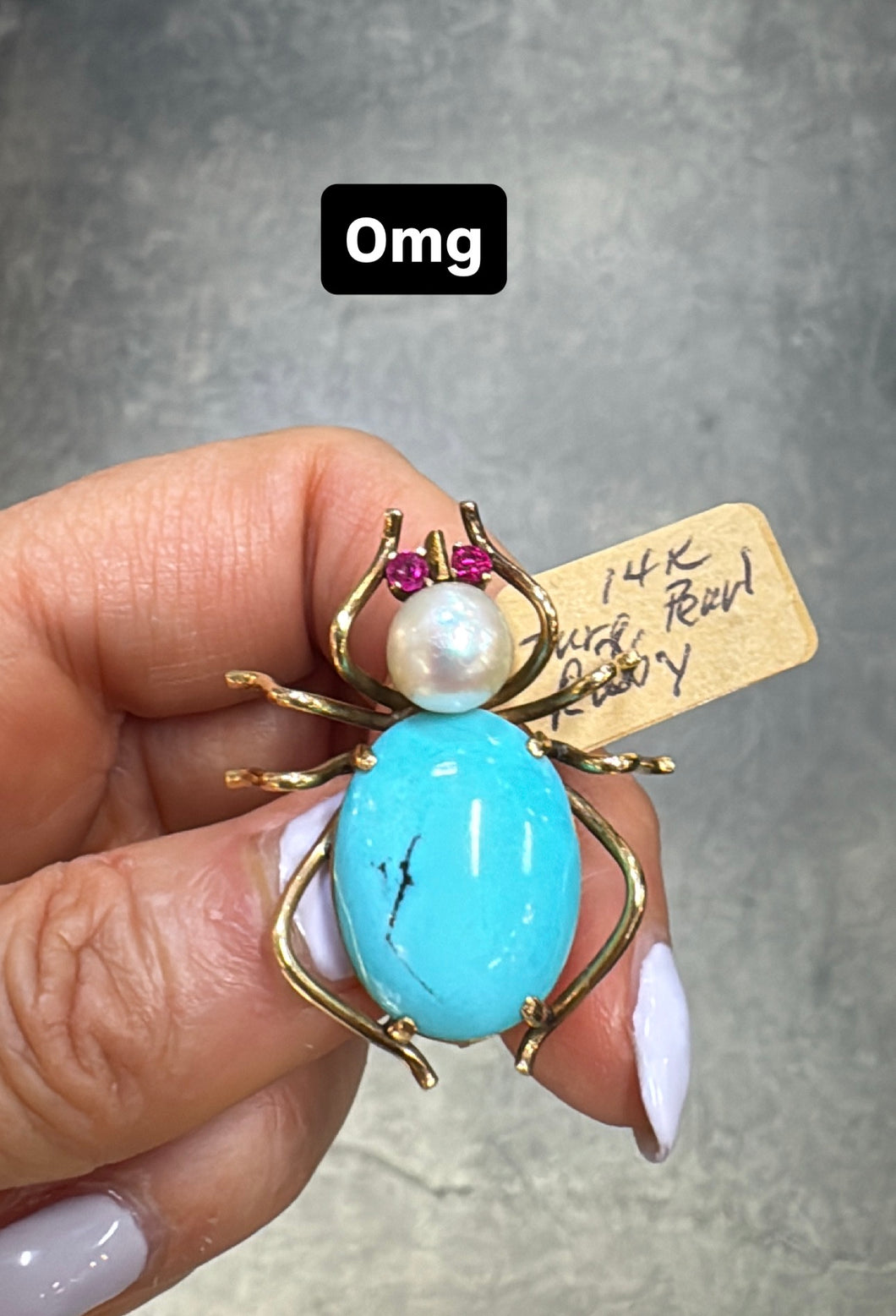 Antique 14k bug brooch