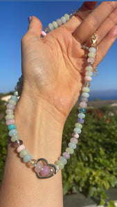 A unicorns heart gemstone necklace