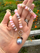 Load image into Gallery viewer, Peach poppy gemstone necklace
