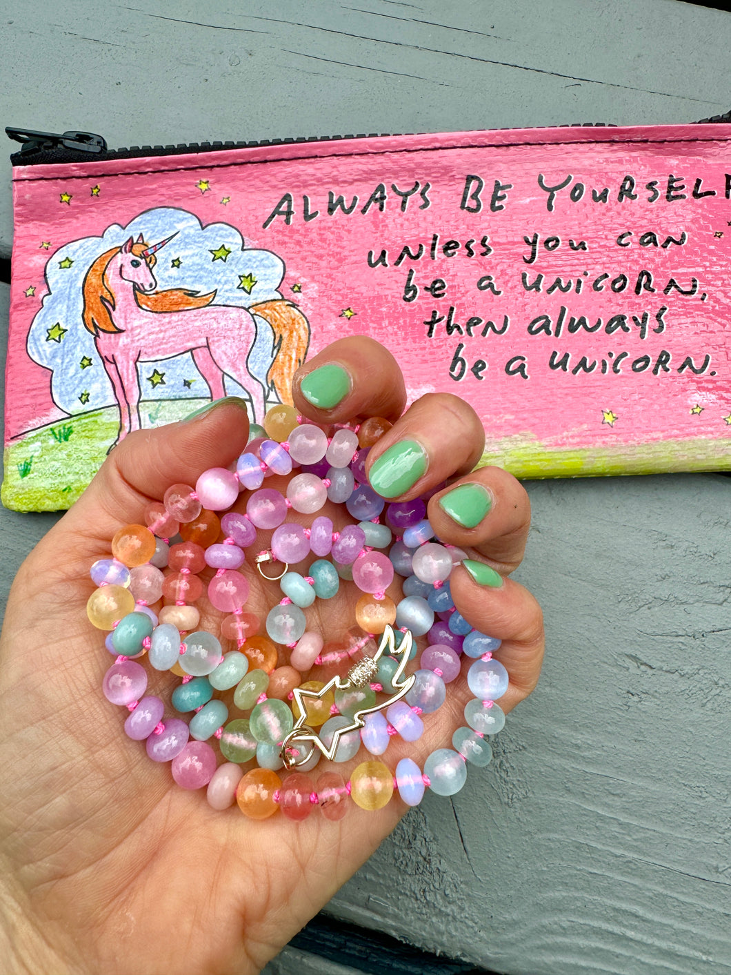 Unicorn bubbles gemstone necklace