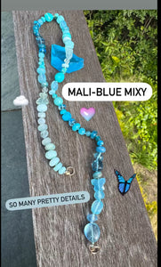 Mali-BLUE mixy gemstone necklace