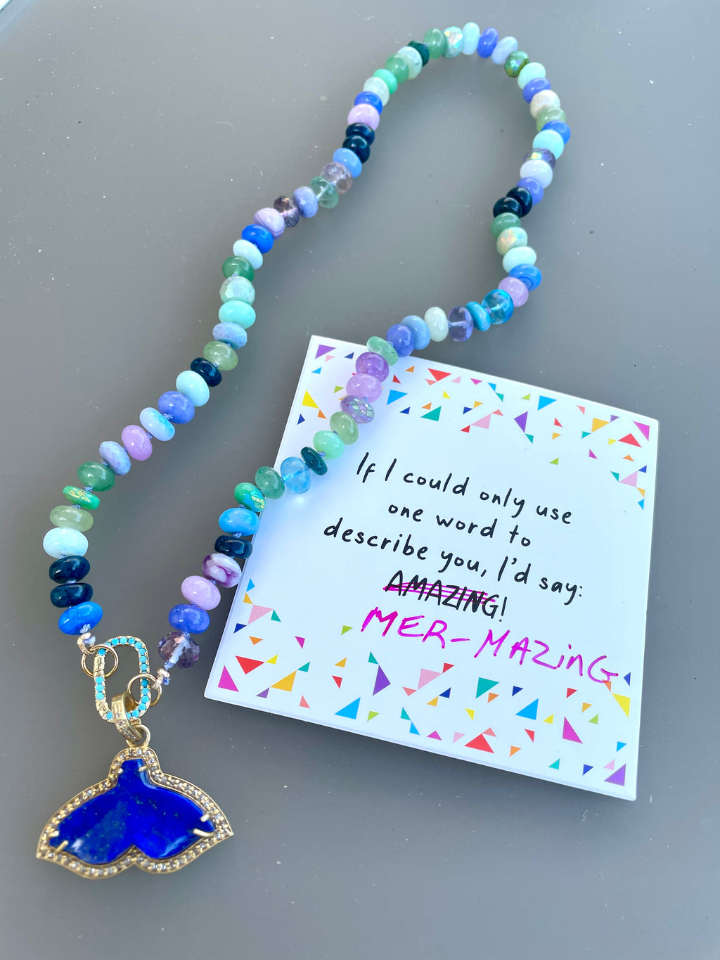 Mermaid tail gemstone necklace