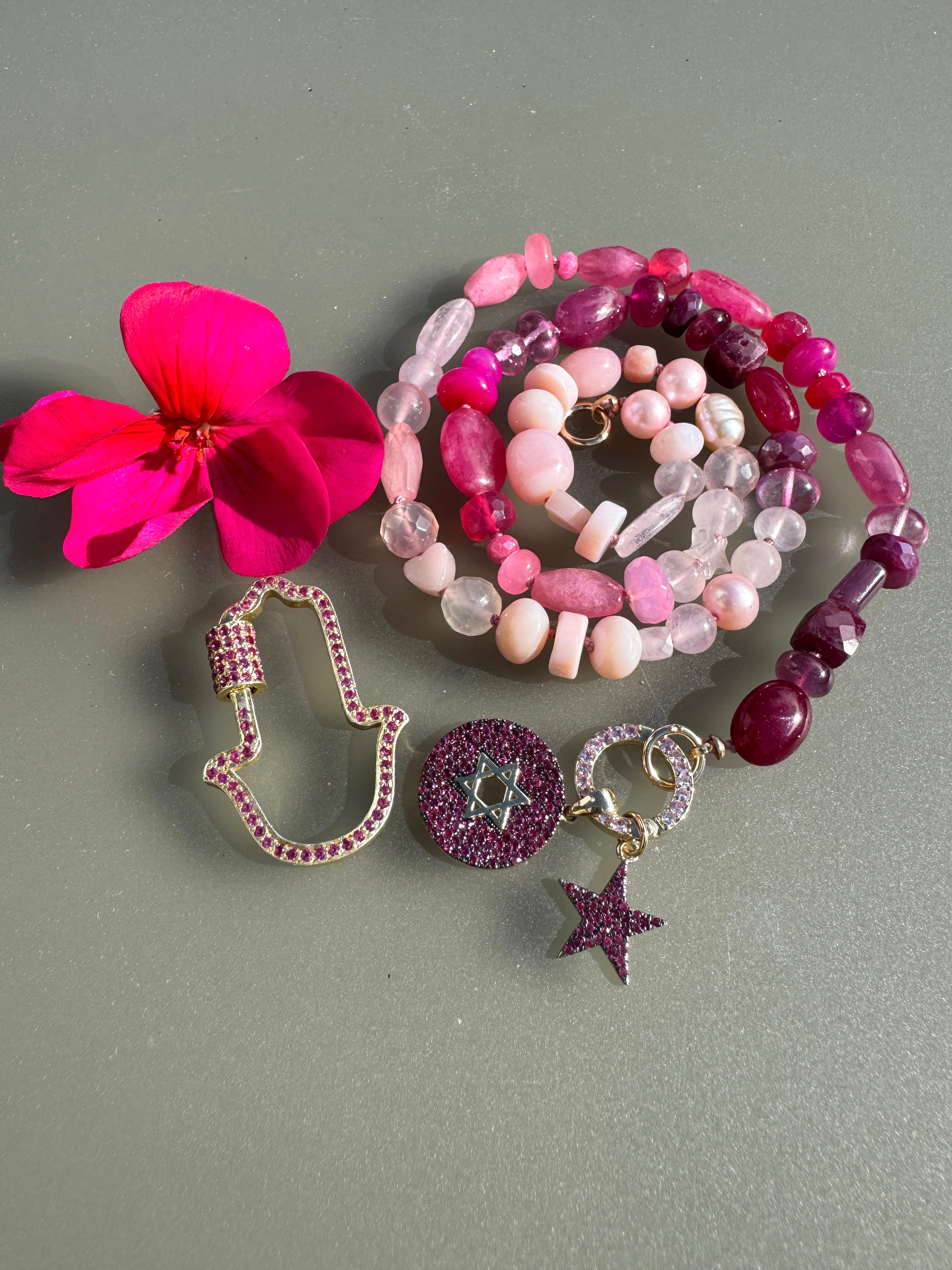 Pinky mixy gemstone necklace