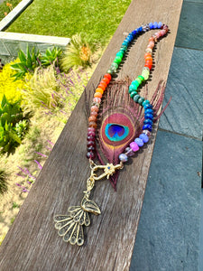 Peacock gemstone necklace