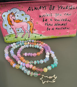 Unicorn bubbles gemstone necklace