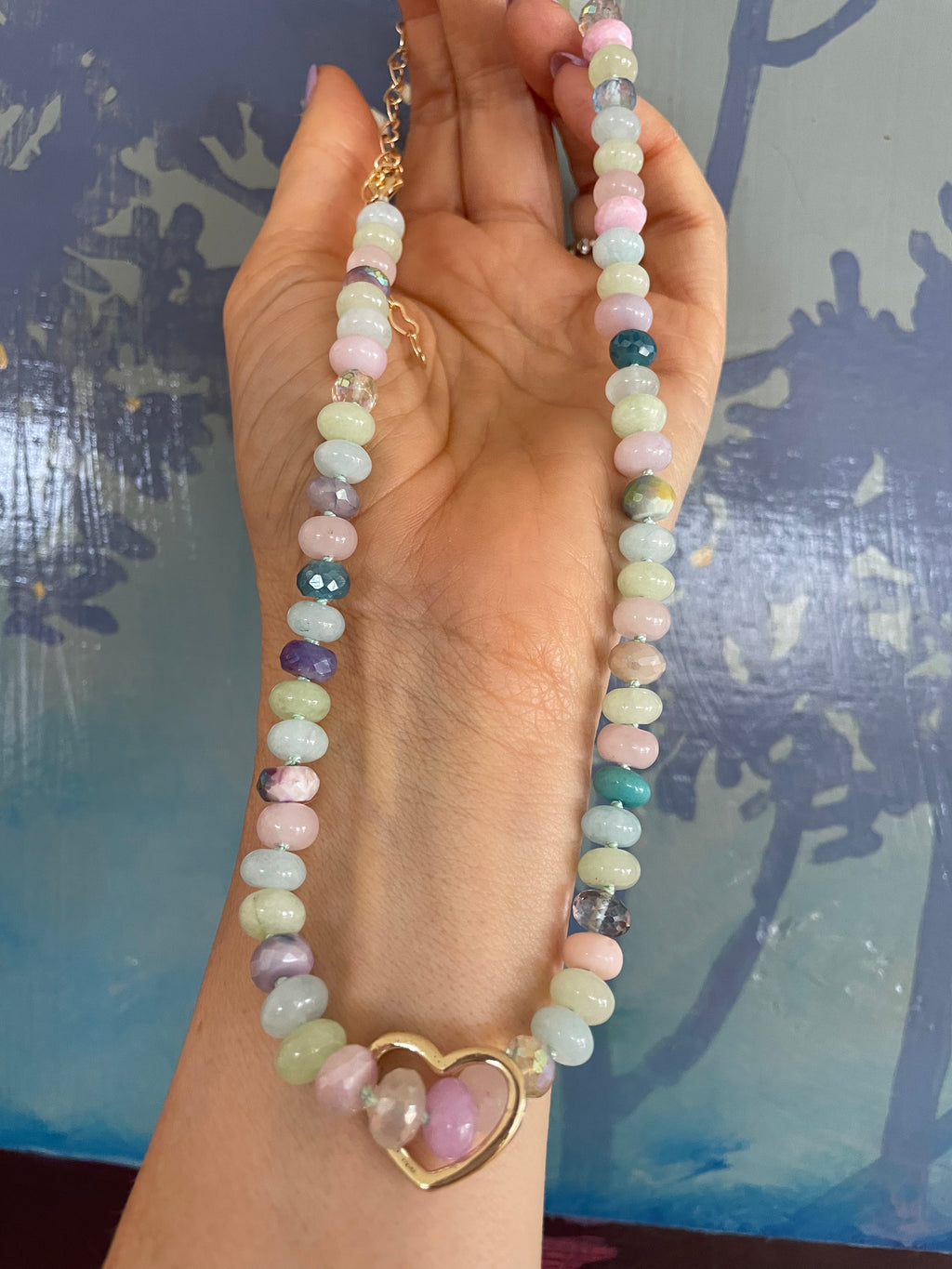 A unicorns heart gemstone necklace