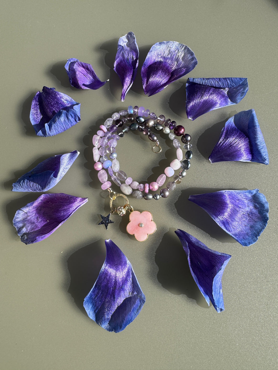 Purple rain ombre gemstone necklace