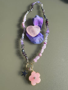 Purple rain ombre gemstone necklace