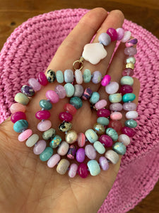 Cotton candy swirl gemstone necklace