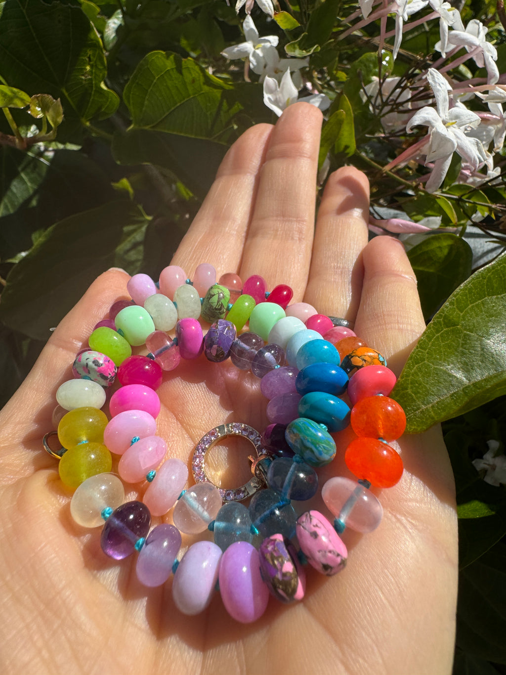 Spring blossoms gemstone necklace