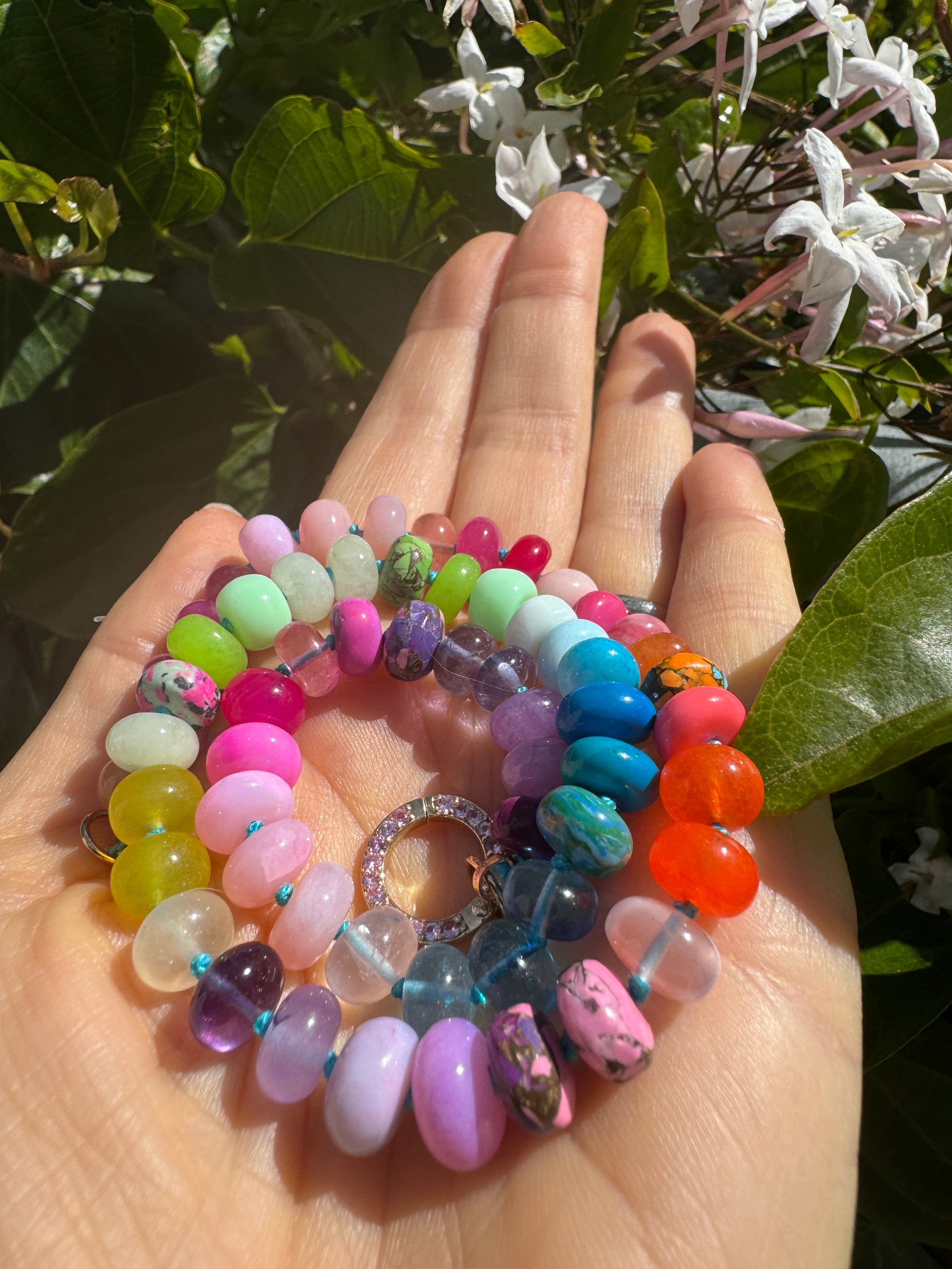 Spring blossoms gemstone necklace