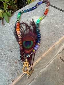 Peacock gemstone necklace