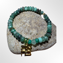 Load image into Gallery viewer, Gold plated Ahava (Love)emerald gemstone bracelet
