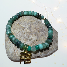 Load image into Gallery viewer, Gold plated Ahava (Love)emerald gemstone bracelet
