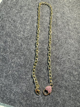 Load image into Gallery viewer, 14k oval pink sapphire heart  chain
