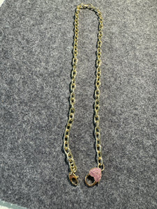 14k oval pink sapphire heart  chain