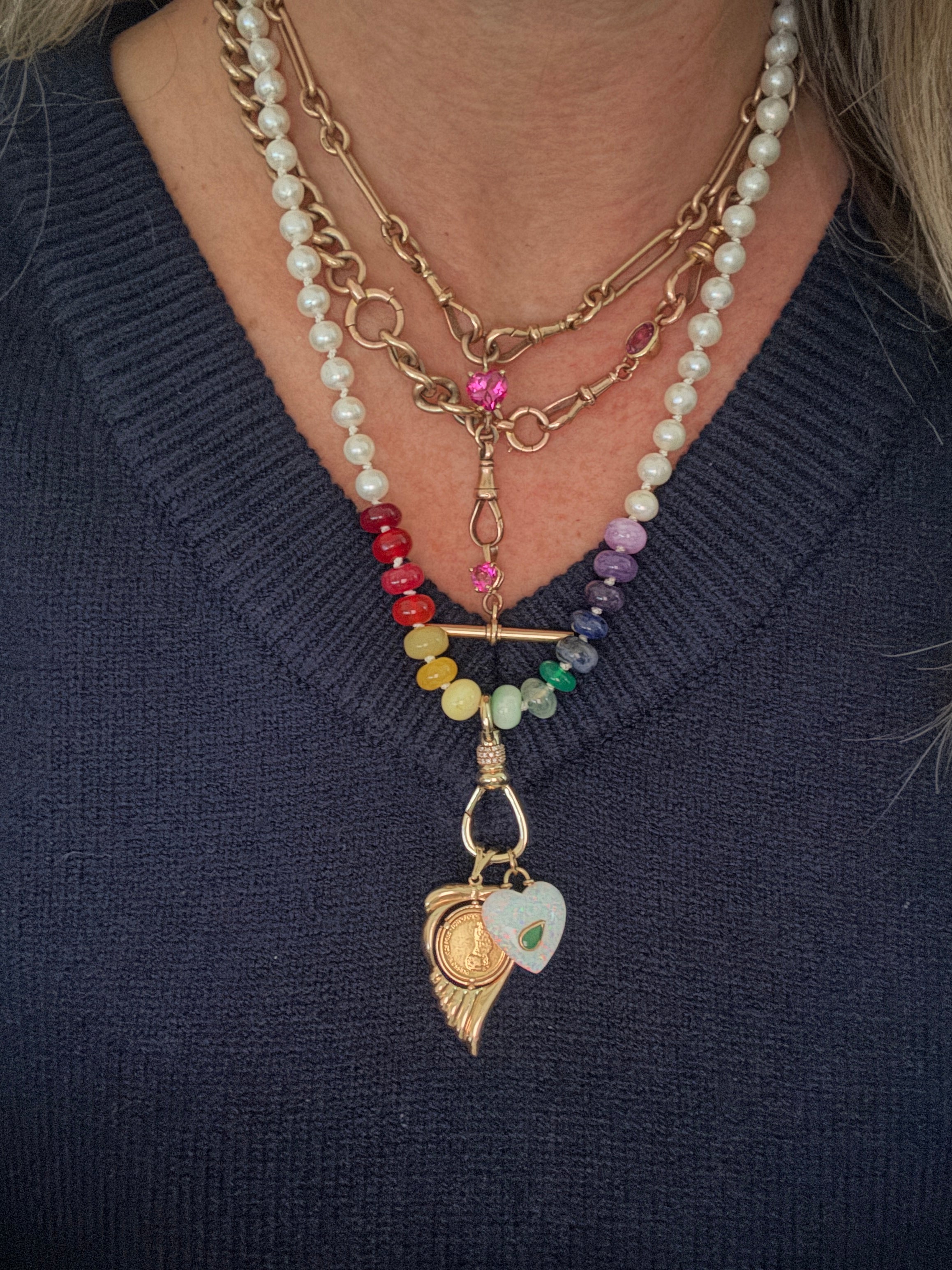 Freshwater pearl rainbow necklace