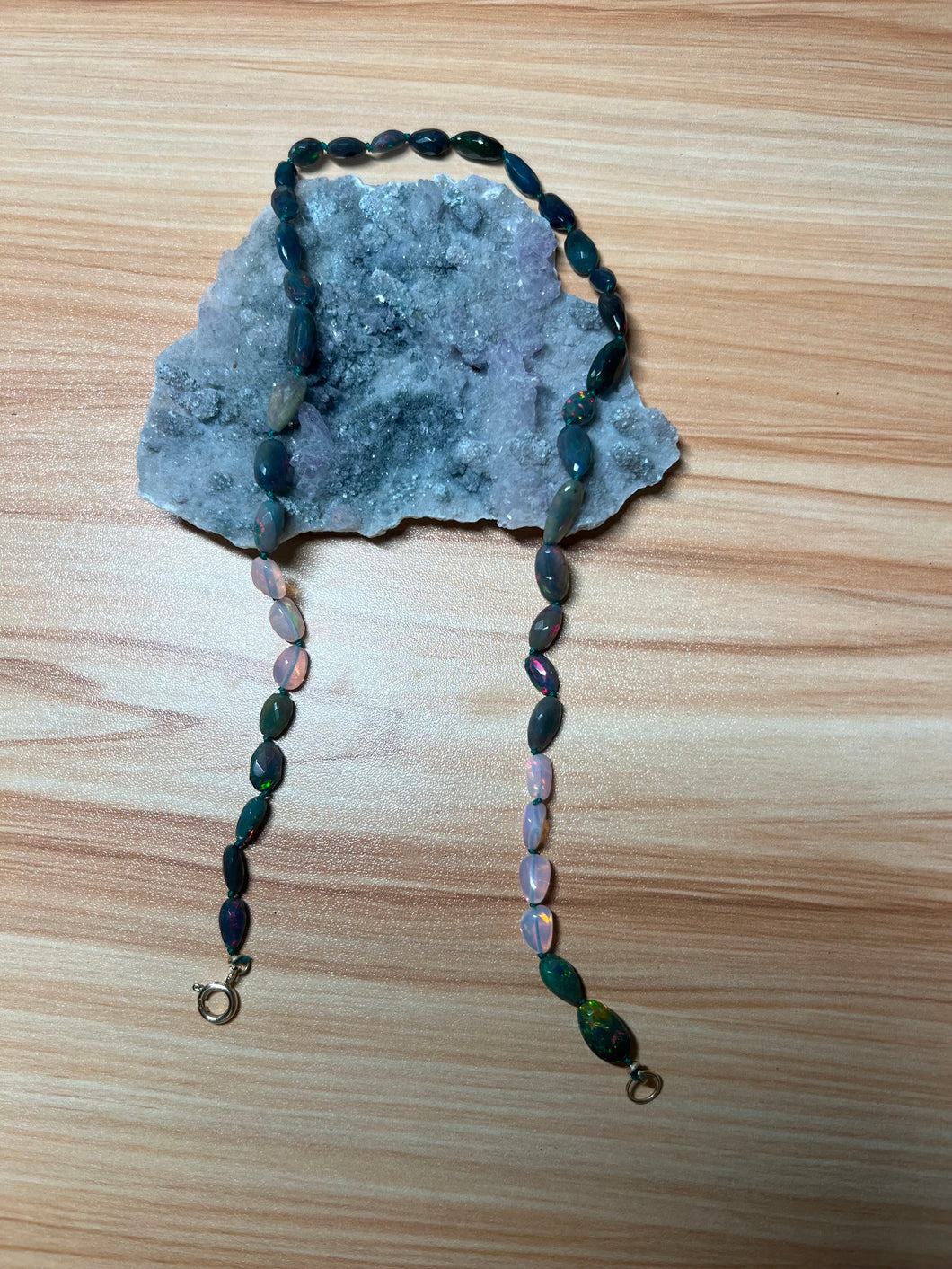 Beautiful Ethiopian Opals  Necklace 14k
