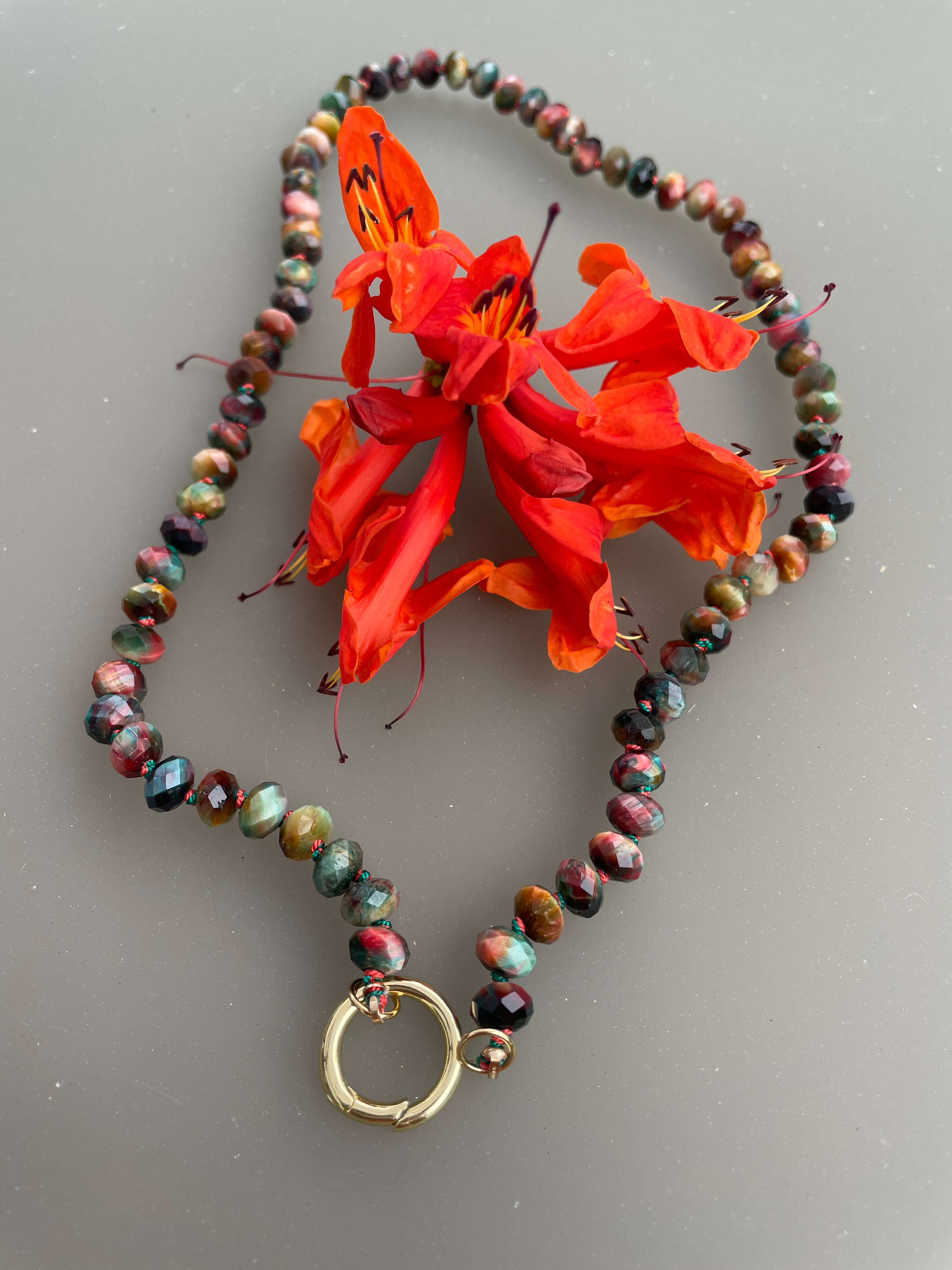 Firework tigers eye necklace