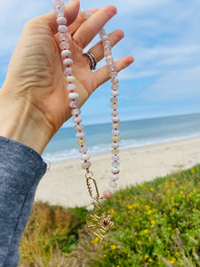 “Petals” cherry blossom agate necklace