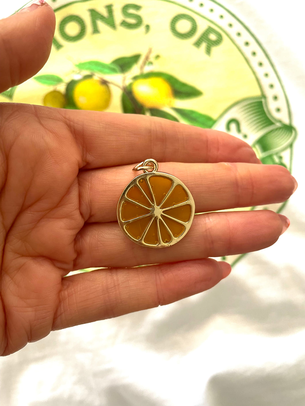 Enamel lemon charm