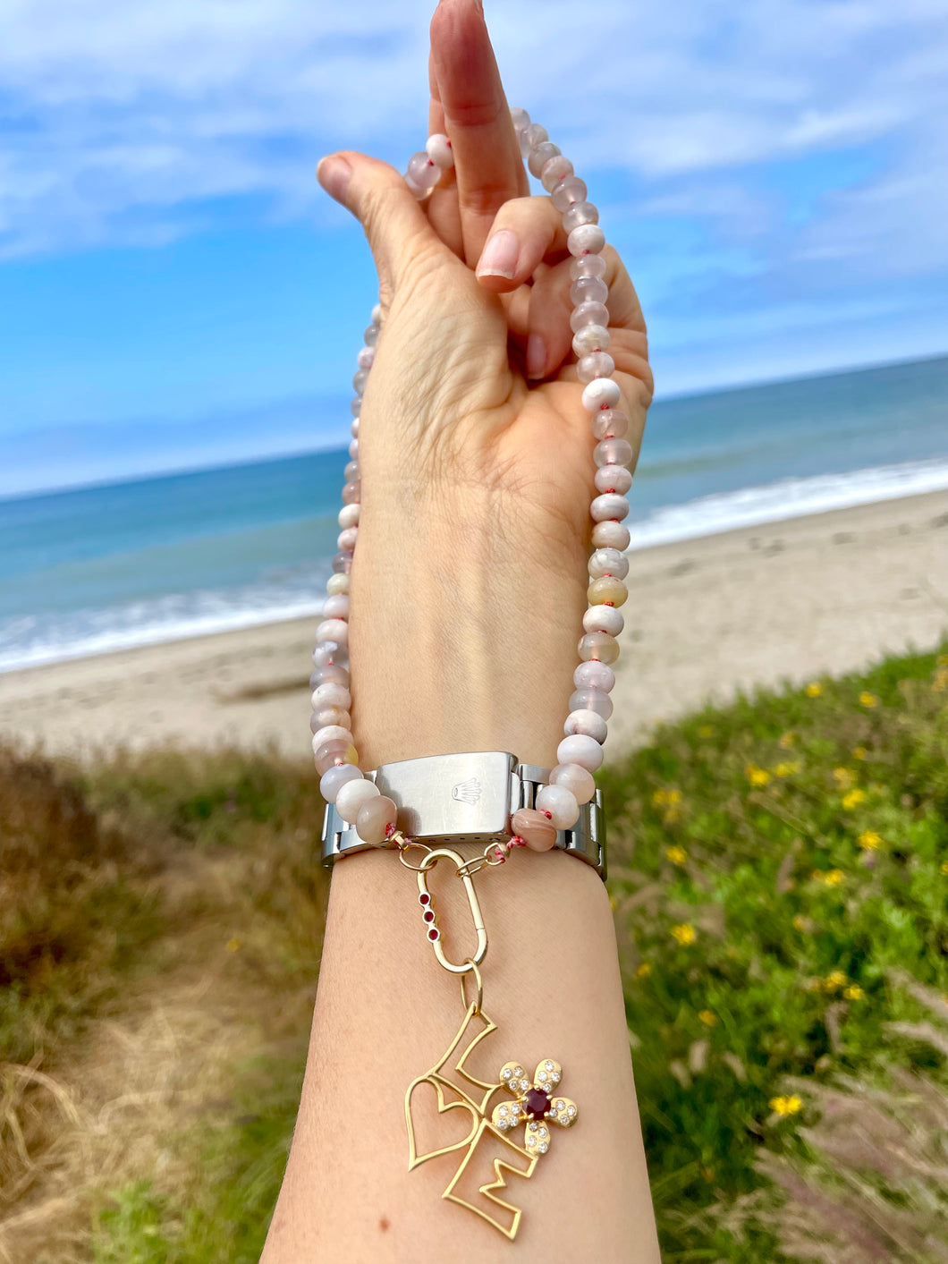 “Petals” cherry blossom agate necklace