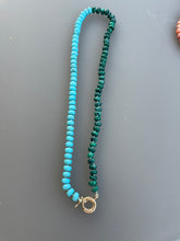 Load image into Gallery viewer, Malachite turquoise half and half necklace
