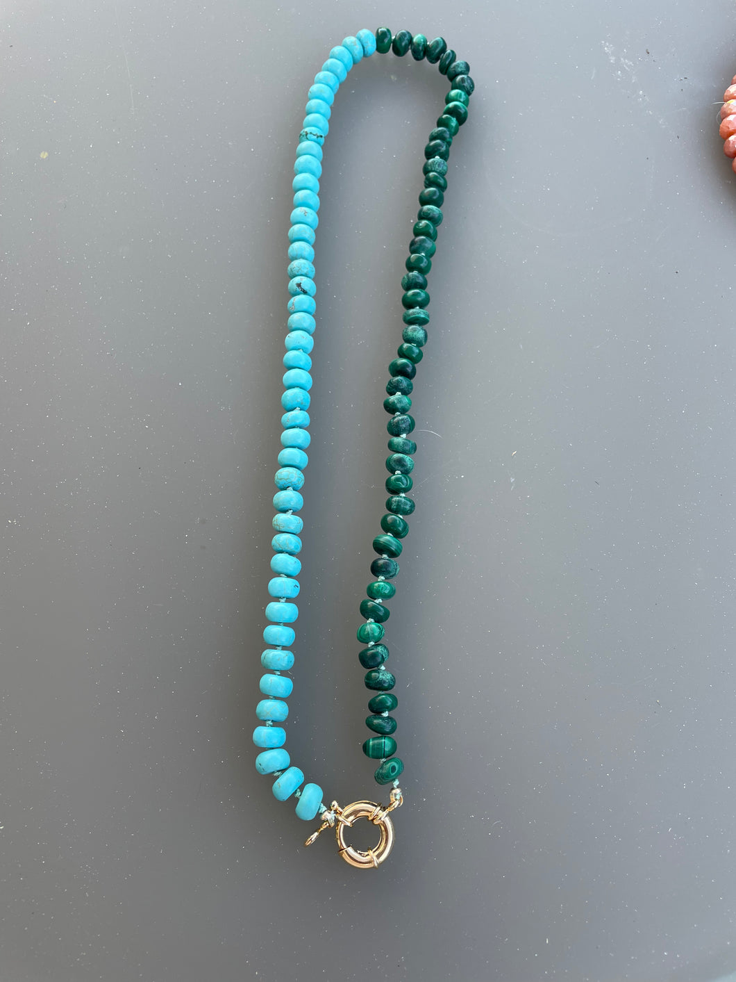 Malachite turquoise half and half necklace