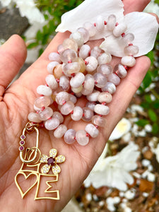 “Petals” cherry blossom agate necklace