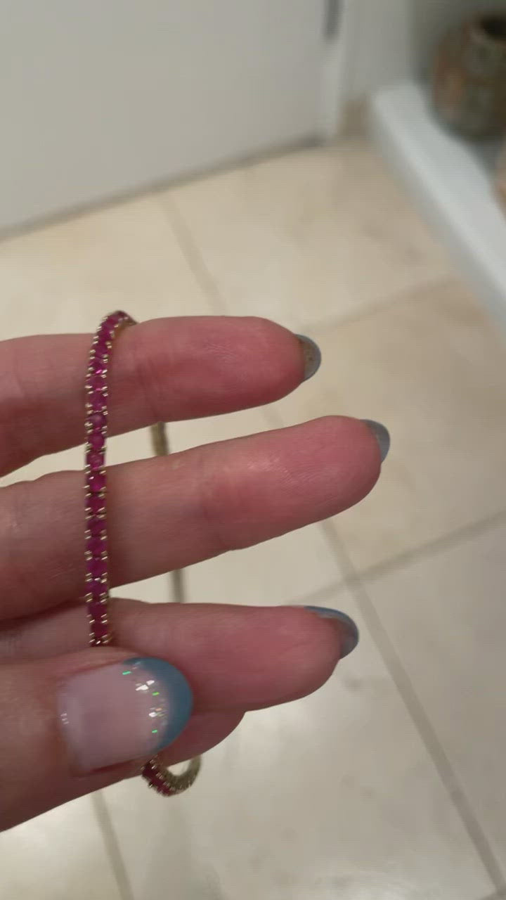 Natural Ruby tennis necklace