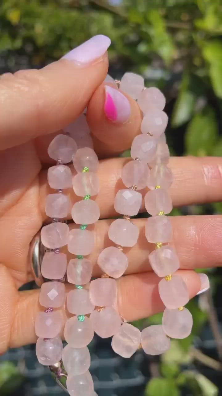 Rose quartz cubes necklace